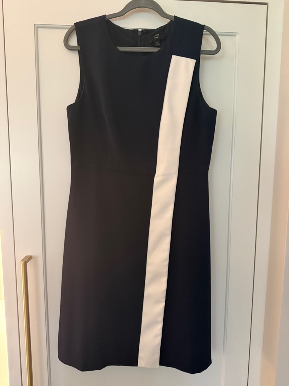 J. Crew Navy Midi Dress with White Asymmetric Panel